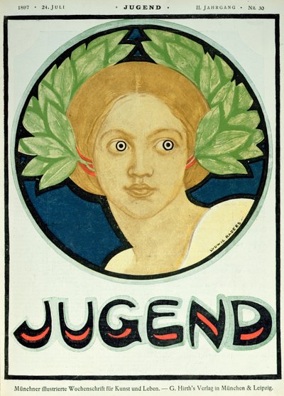 Jonge vrouw met een lauwerkrans, illustratie uit 